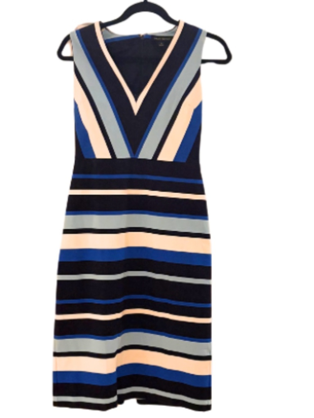 Banana Republic Blue and White Striped Sleeveless V-neck Dress, Size 6